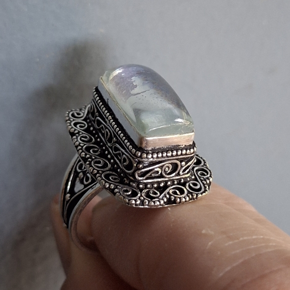 New Dichroic Glass 925 Silver Ring. - Picture 6 of 13